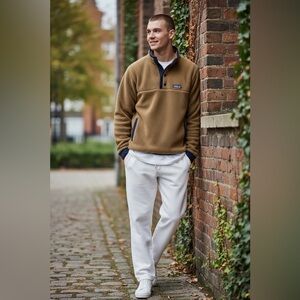 Patagonia Shearling Button Pullover Mens Medium Brown Fleece Outdoor Hiking